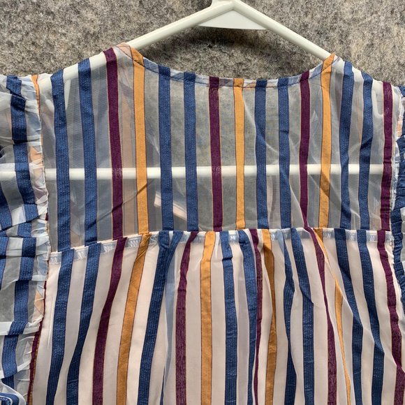 Anthropologie Maeve Shirt Women 2 Ladies Multi Colors Outdoors Casual Striped - Picture 10 of 11